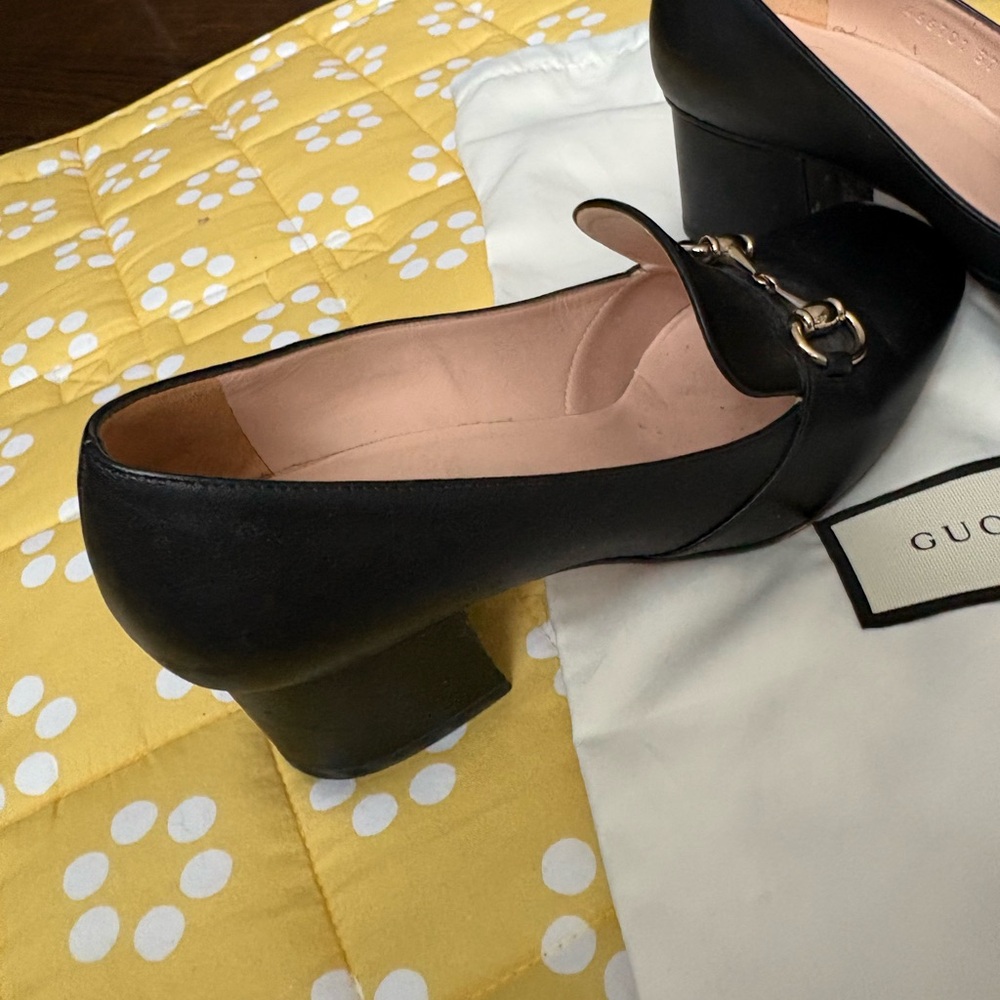 Gucci Black Leather Horsebit Loafers Women’s Flats - Picture 3 of 6